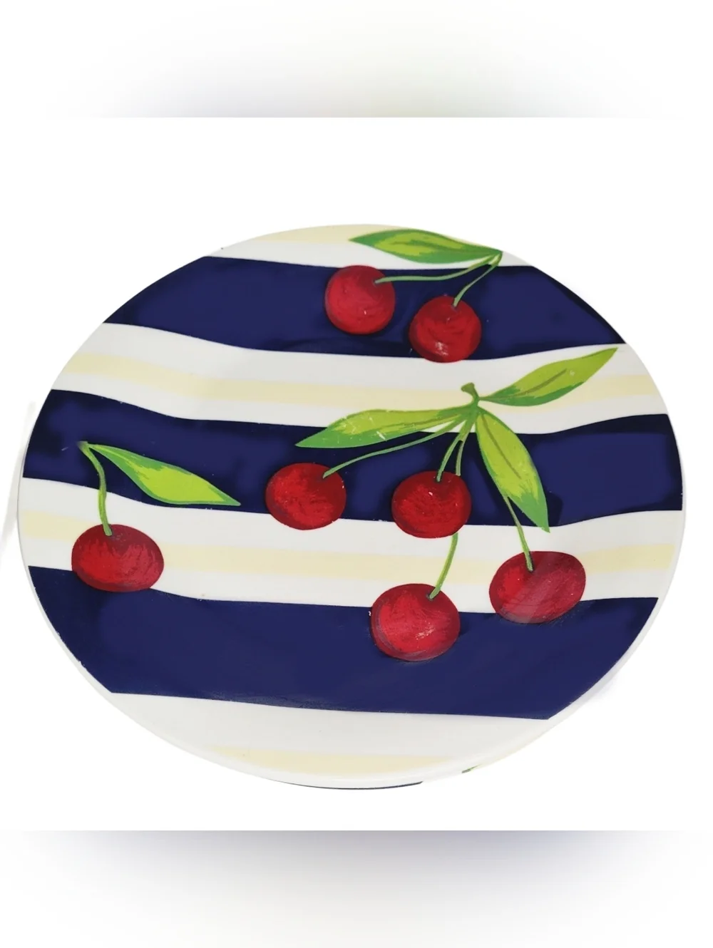 Rare 4 Vintage Cherry Stripe App/ Bread Plate Set By Montgomery Wards
